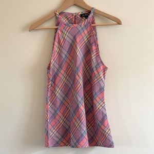 J Crew Linen Plaid Tank Top size small
